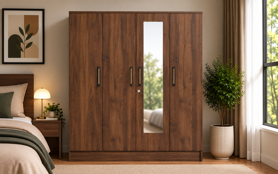 Wardro 4 Door Wardrobe Walnut