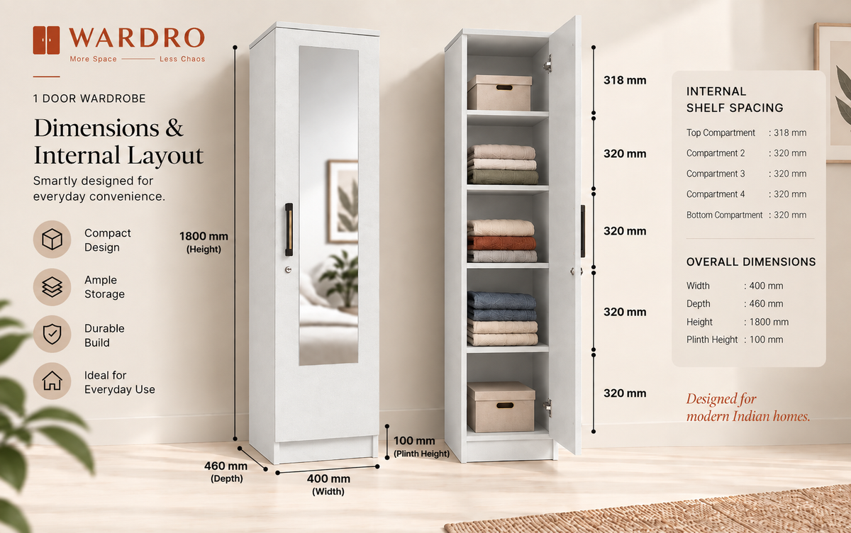 Wardro 1 door wardrobe white 