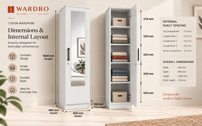 Wardro 1 door wardrobe white 