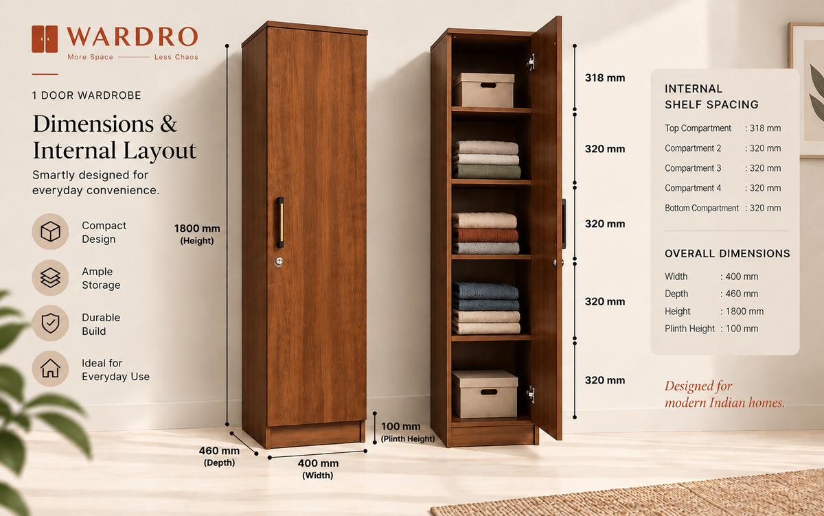 Wardro 1 Door Wardrobe Walnut