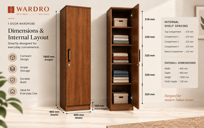 Wardro 1 Door Wardrobe Walnut