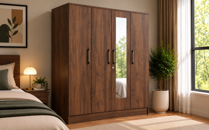 Wardro 4 Door Wardrobe Walnut