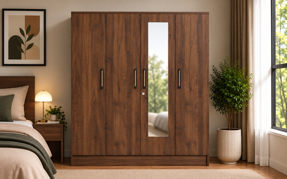 Wardro 4 Door Wardrobe Walnut 