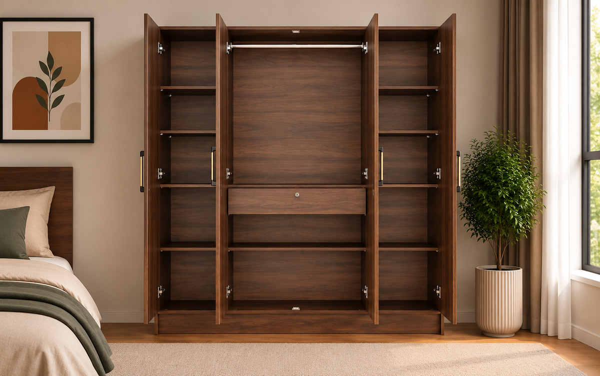 Wardro 4 Door Wardrobe Walnut