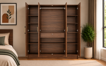 Wardro 4 Door Wardrobe Walnut