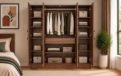 Wardro 4 Door Wardrobe Walnut 