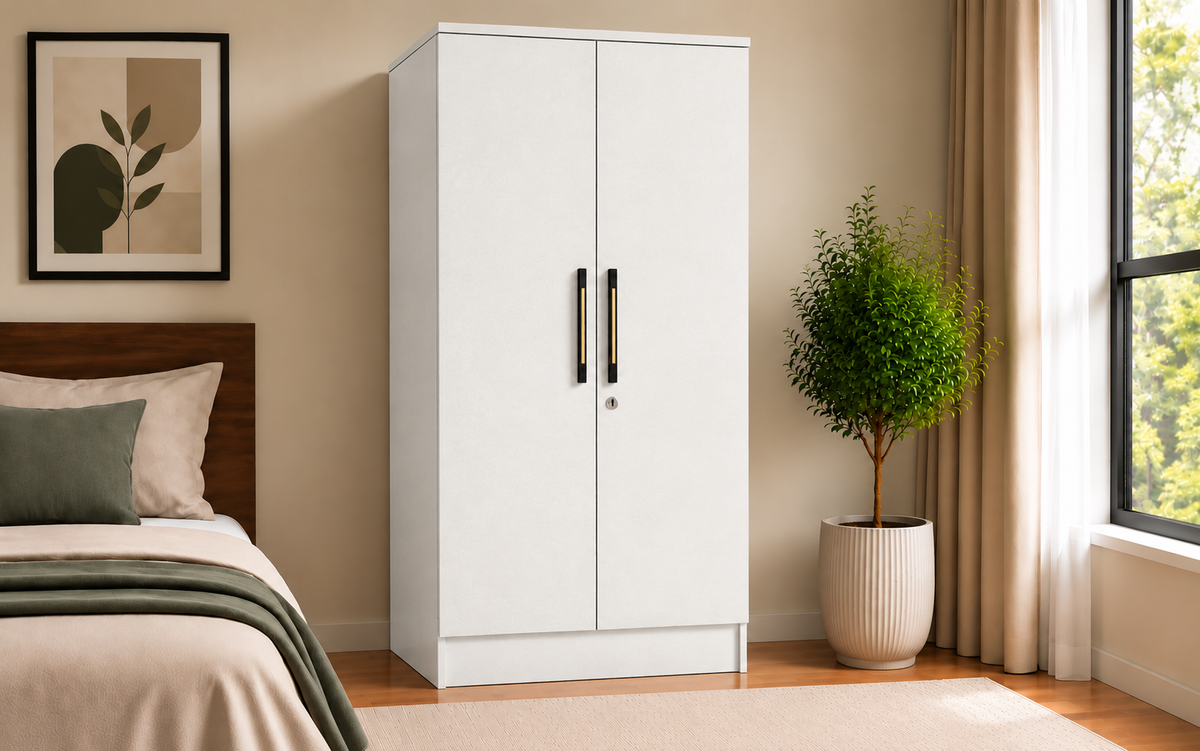 Wardro 2 Door Wardrobe White no mirror