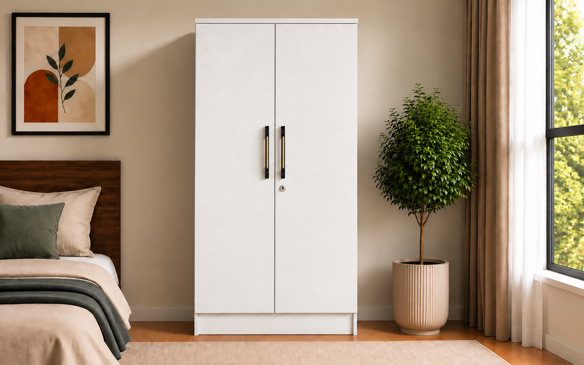 Wardro 2 Door Wardrobe White no mirror