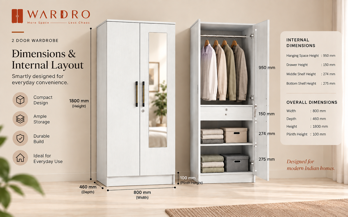 Wardro 2 Door Wardrobe White
